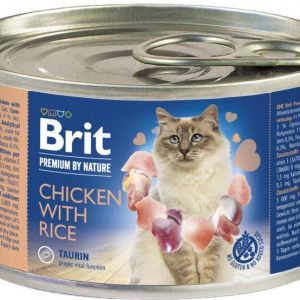 Вологий корм для котів Бріт Brit Premium by Nature Cat курка з рисом 200 г