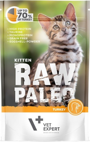 Вологий корм для кошенят Vet Expert Raw Paleo Kitten Turkey з індичкою, 100 г