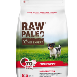 Сухий корм для цуценят Vet Expert Raw Paleo Puppy Mini Beef з яловичиною, 2.5 кг