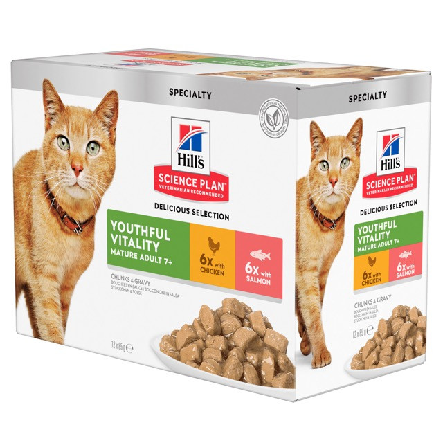 Набір вологого корму для зрілих кішок Hill's Science Plan Kitten (паучі) з куркою та лососем 12×85 г