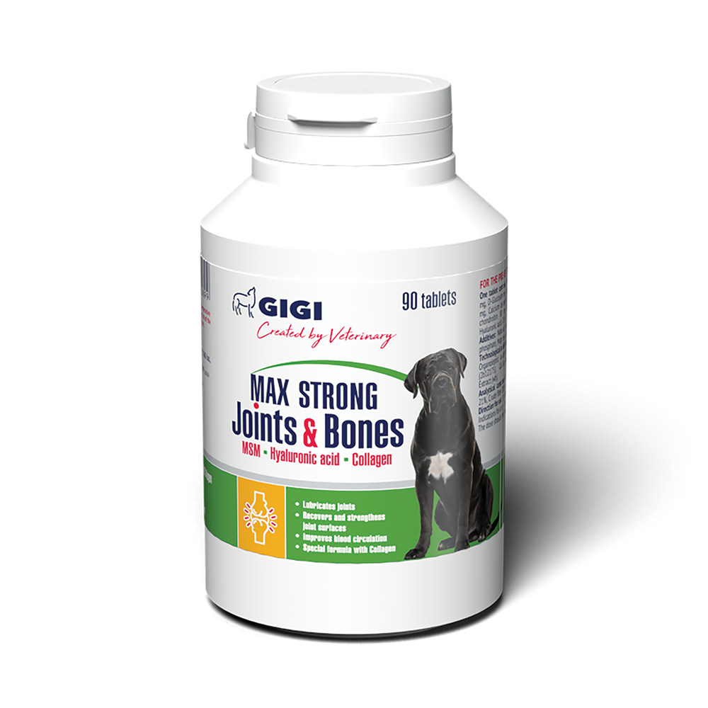 Вітаміни GIGI Max Strong Joints&Bones для захисту та відновлення суглобів у собак №90 таблеток