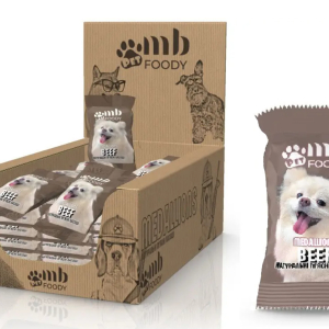 Натуральні ласощі для собак медальйони MB Foody Pet шоубокс 400 г з яловичиною (в упаковці 100 шт)