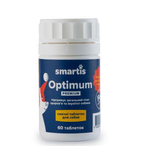 Мультивітамінні таблетки для собак Smartis Optimum Premium із залізом (60 таблеток) для щоденного раціону собак