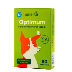 Мультивітамінні таблетки Smartis Optimum із залізом (50 таблеток) для щоденного раціону собак
