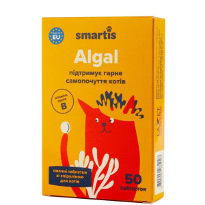 Додатковий корм для кішок Smartis Algal зі спіруліною (50 таблеток)