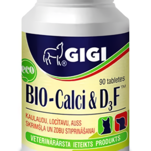 Вітаміни GIGI Віо-Calci & D3F для собак та котів - 1 таблетка на 5 кг ваги, №90