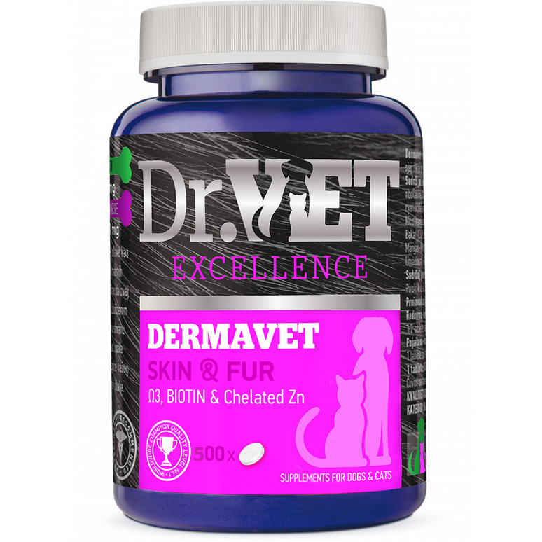 Вітамінно-мінеральна добавка Dr.Vet Dermavet (Дермавет) для собак та котів 500 таблеток