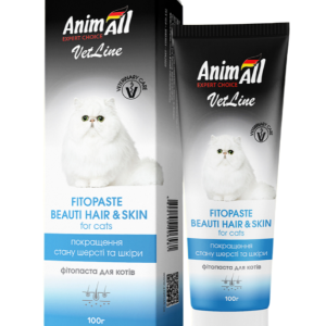 Фітопаста AnimAll VetLine Beauty Hair&Skin для поліпшення якості шерсті у кішок, 100 г