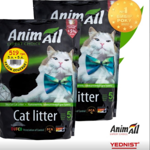 Силікагелевий наповнювач для котячого туалету AnimAll Зелений смарагд 5л + 5л