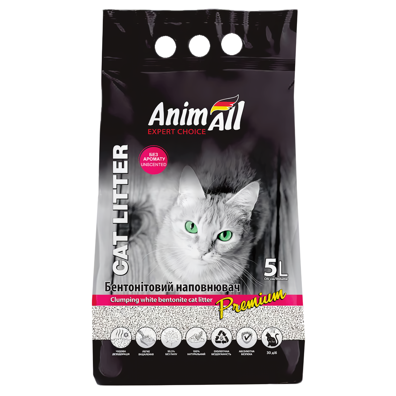 Наповнювач AnimAll бентонітовий білий без аромату, 5 л