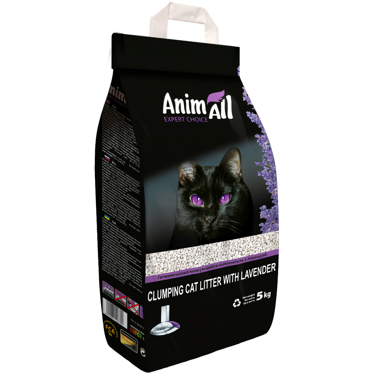 Наповнювач AnimAll бентонітовий для кішок з ароматом лаванди, 5 кг