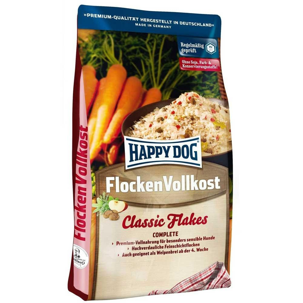 Happy Dog Flocken Vollkost корм у вигляді пластівців для цуценят та дорослих собак, 10 кг