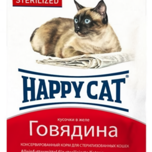 Консервований корм Happy Cat Btl sterilisiert Rind Gelee з яловичиною для стерелізованих кішок (шматочки в соусі), 100 г
