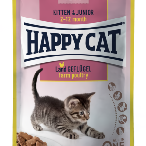 Вологий корм Happy Cat (Хеппі Кет) Kitten&Junior Land-Geflugel з птицею для кошенят (шматочки в соусі), 85 г