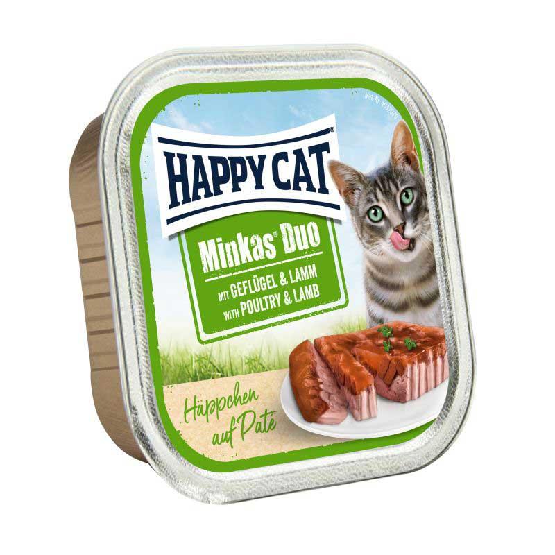 Повноцінний консервований корм Happy Cat Duo Geflugel&Lamm з птицею та ягням для кішок, 100 г
