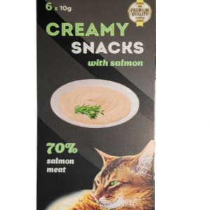 Ласощі Creamy Snacks (Кремі Снекс) для кішок, крем зі смаком лосося (в стиках), 6 х 10 г