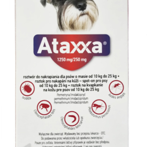 Атакса (Ataxxa) краплі для собак від 10 до 25 кг проти бліх, кліщів, вошей, волосоїдів (2,5 мл 1 піпетка) KRKA