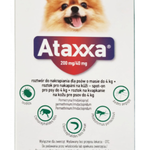 Атакса (Ataxxa) краплі для собак до 4 кг проти бліх, кліщів, вошей, волосоїдів (0,4 мл 1 піпетка) KRKA