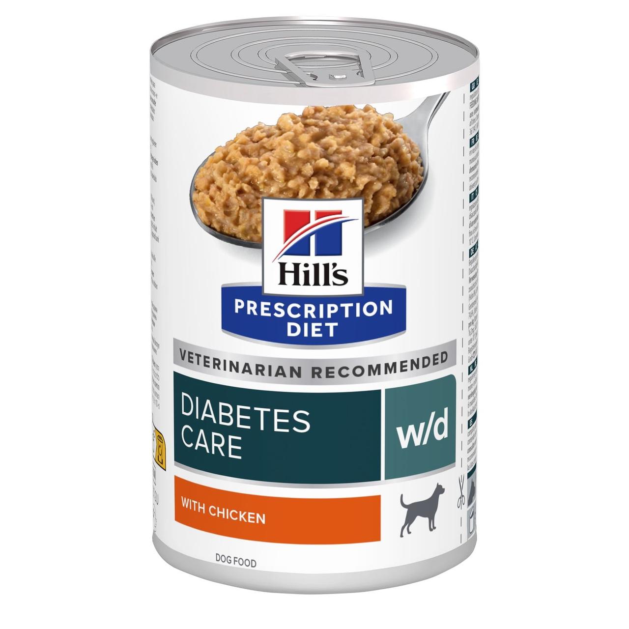 Хіллс Hill’s PD w/d Diabetes Care вологий корм для собак при цукровому діабеті, з куркою (консерва), 370 г