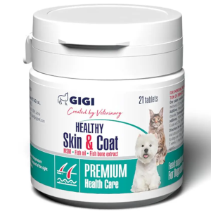 Вітаміни GIGI HEALTHY Skin & Coat для лікування дерматитів і покращення стану шерсті котів та собак №21 табл.