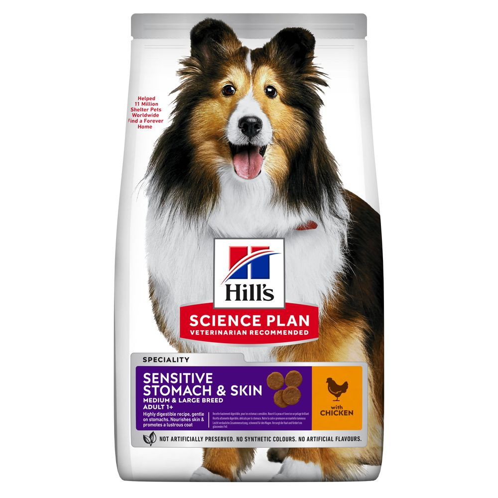 Корм для собак середніх порід Хіллс Hills SP Adult Sensitive 14 кг з чутливим шлунком і шкірою