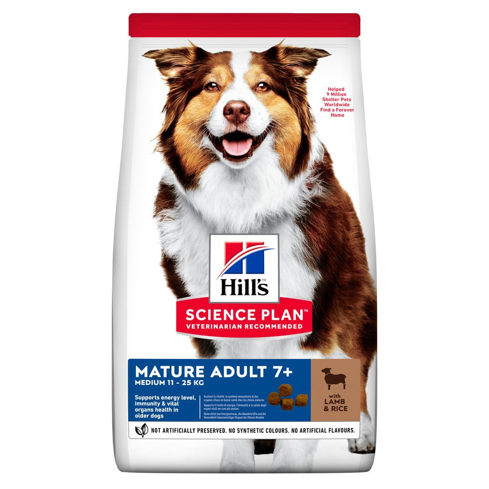 Корм для собак середніх порід Хіллс Hills SP Mature Adult 7+ віком старше 7 років з ягням та рисом 2.5 кг