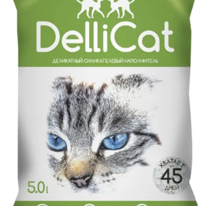 Силікагелевий наповнювач DelliCat Green для ніжних лапок, 5.0 л (зелений)