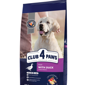 Повнораціонний сухий корм для дорослих собак CLUB 4 PAWS (Клуб 4 Лапи) Преміум для великих порід з качкою, 14 кг