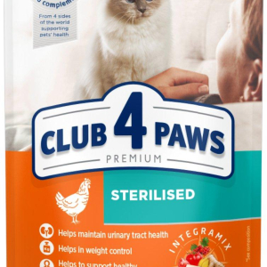 Повнораціонний консервований корм для дорослих кішок CLUB 4 PAWS (Клуб 4 Лапи) Преміум для стерилізованих, 80 г