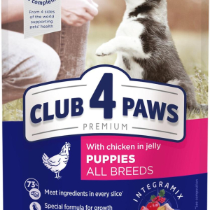 Повнораціонний консервований корм CLUB 4 PAWS (Клуб 4 Лапи) Преміум для цуценят з куркою в желе, 100 г