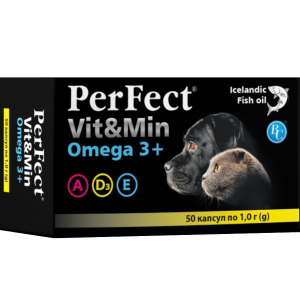 Добавка PerFect для собак та котів Vit&Min Omega 3 + (50 капсул по 1 г), Витсинтез