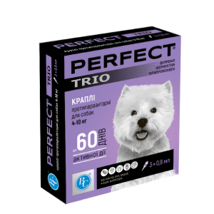Краплі протипаразитарні PerFect TRIO для собак від 4 до 10 кг упаковка №3 піпетки по 0.8 мл Ветсинтез