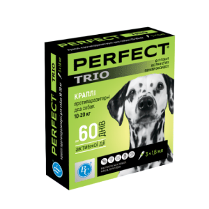 Краплі протипаразитарні PerFect TRIO для собак ввід 10 до 20 кг упаковка №3 піпетки по 1.6 мл Ветсинтез