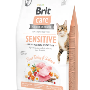 Сухий корм для вибагливих котів Бріт Brit Care Cat GF Sensitive Digestion&Delicate Taste з індичкою та лососем, 400 г