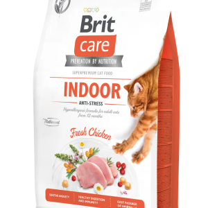 Сухий корм Бріт Brit Care Cat GF Indoor Anti-Stress з куркою для зниження рівня стресу в домашніх котів, 2 кг