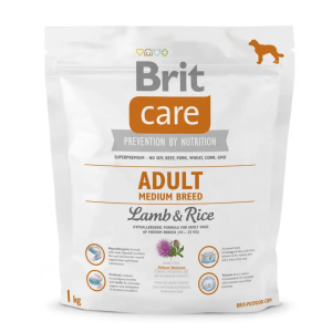 Сухий корм для дорослих собак середніх порід Бріт Brit Care Adult Medium Breed Lamb & Rice, 1 кг