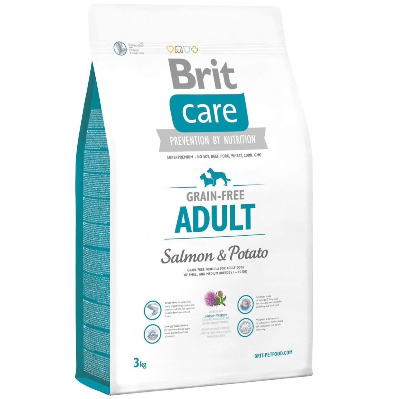 Сухий корм для собак вагою до 25 кг Бріт Brit Care GF Adult Salmon & Potato 3 кг