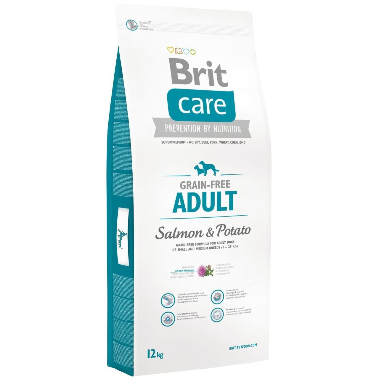 Сухий корм для собак вагою до 25 кг Бріт Brit Care GF Adult Salmon & Potato 12 кг
