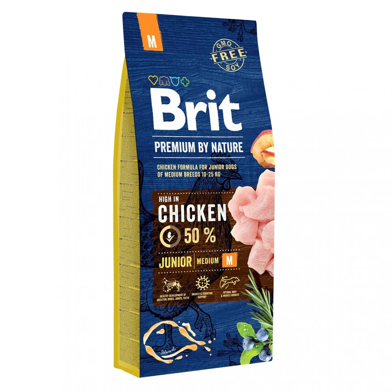 Сухий корм Бріт Brit Premium Junior М для цуценят і молодих собак великих порід віком від 2 до 12 місяців, 15 кг