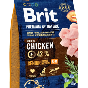 Сухий корм Бріт Brit Premium Senior S+M з м'ясом курки для дорослих собак дрібних і середніх порід, 3 кг