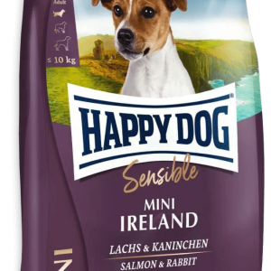 Happy Dog Mini Irland корм для собак дрібних порід вагою до 10 кг лосось і кролик упаковка 4 кг