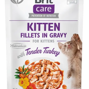 Вологий корм для кошенят Бріт Brit Care Cat pouch філе в соусі ніжна індичка пауч, 85 г
