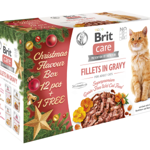 Вологий корм Бріт Brit Care Cat різдвяний набір для котів філе в соусі 12+1