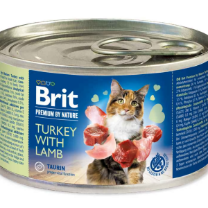 Вологий корм для котів Бріт Brit Premium з індичкою та ягням 200 г