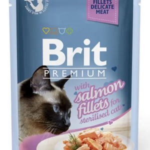 Повноцінний вологий корм Бріт Brit Premium Філе лосося в соусі для стерилізованих котів 85 г