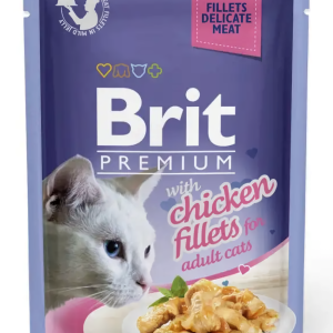 Повноцінний вологий корм Бріт Brit Premium Куряче філе в желе для котів 85 г
