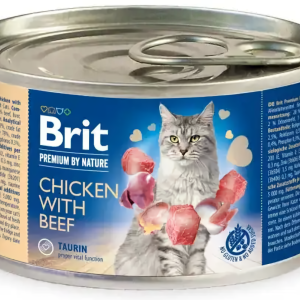 Вологий корм для котів Бріт Brit Premium by Nature Cat з куркою та яловичиною 200 г
