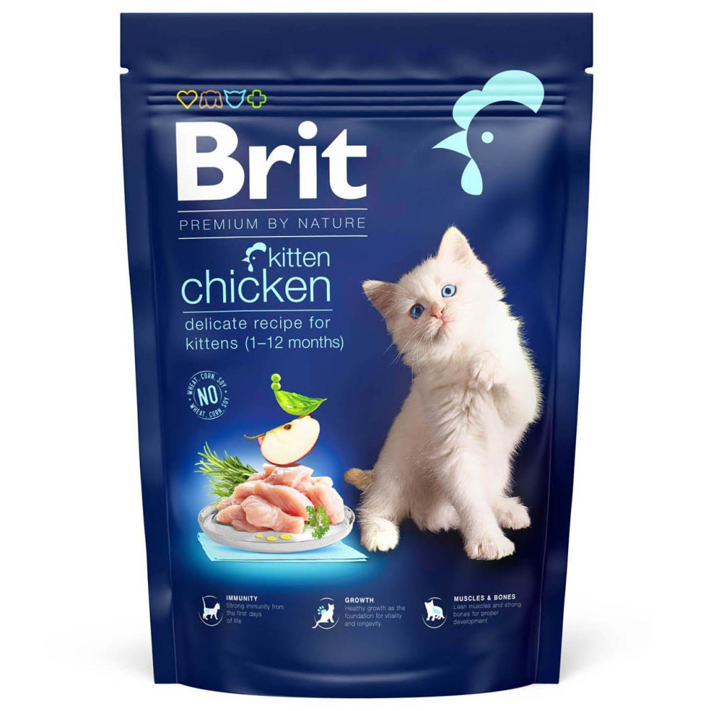 Сухий корм Бріт Brit Premium by Nature Cat Kitten з куркою для кошенят і годуючих кішок, 1.5 кг