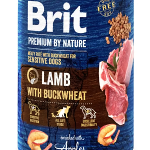 Вологий корм для собак Бріт Brit Premium by Nature ягня з гречкою (консерва), 400 г