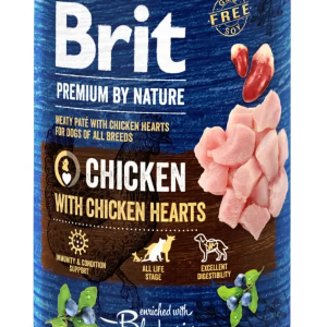 Вологий корм для собак Бріт Brit Premium by Nature курка з курячим серцем (консерва), 400 г